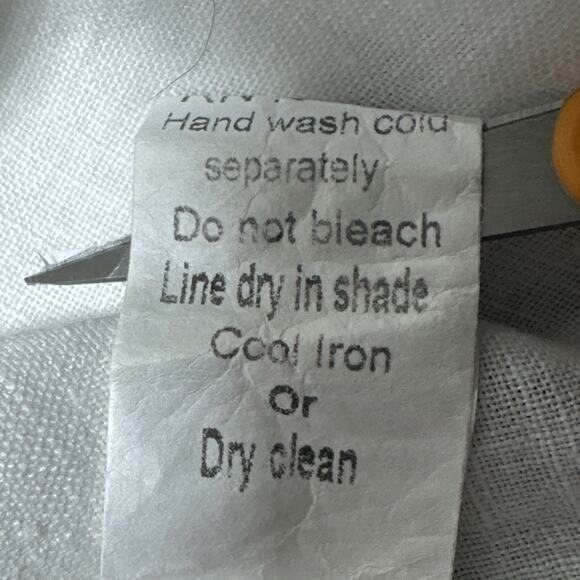 Valentina Naldi Dress Womens Sz L White Linen Boho Cottagecore Floral Crochet - Picture 9 of 9